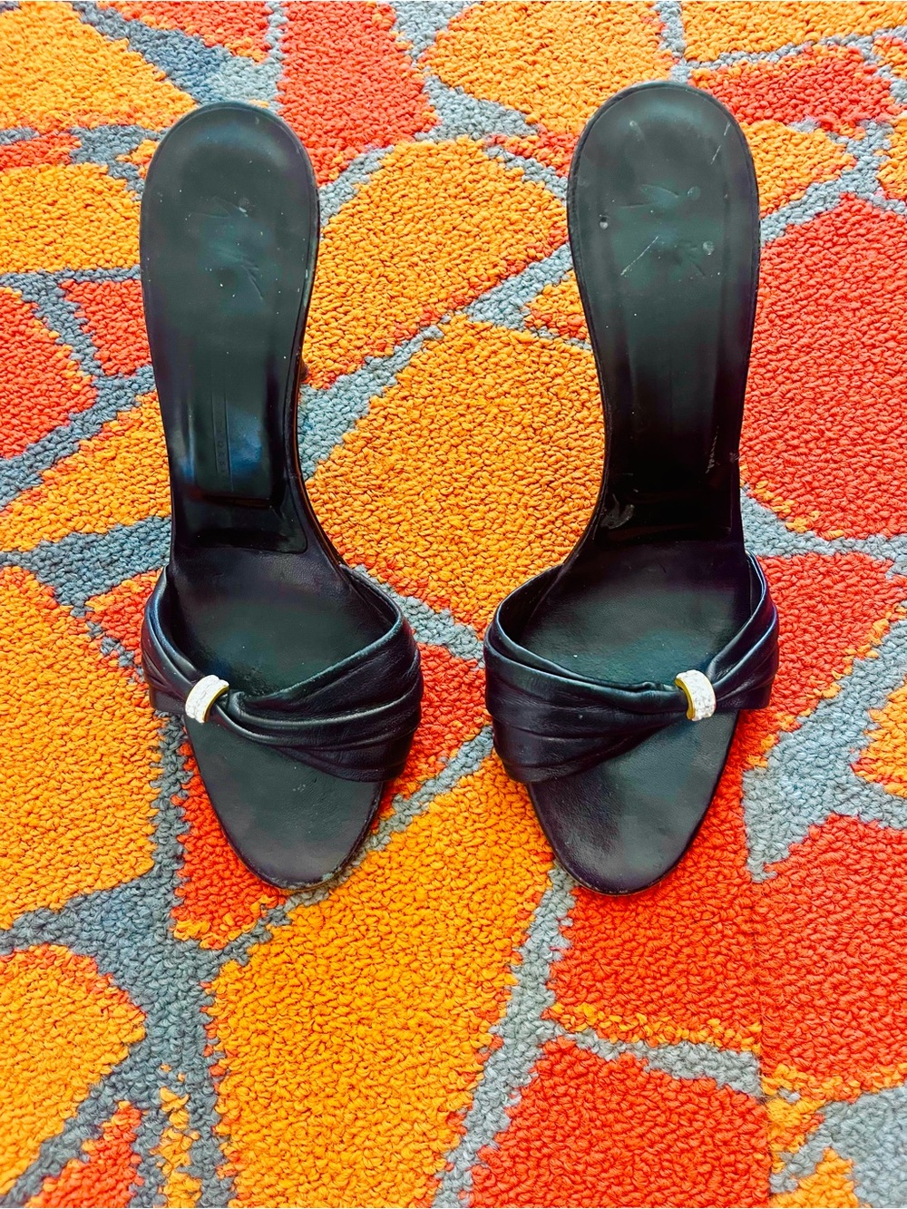 Vicini Black Women's Slide Heels with Decorative Accent